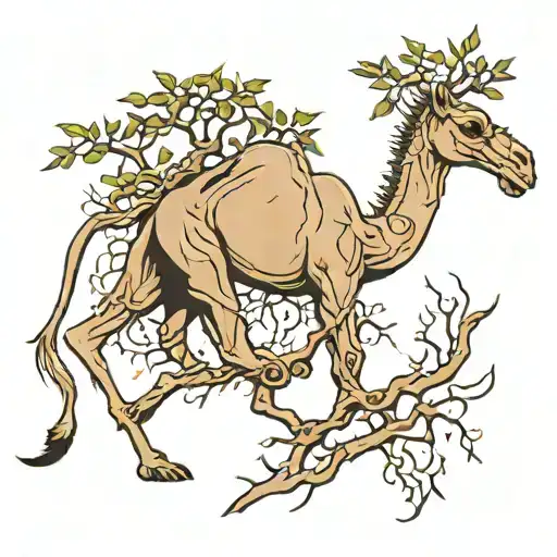 Camel Thorn Tree With Roots Shaped Lick Music Notes
