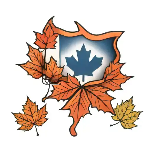 Canadian Flag With Maple Leaf In Middle