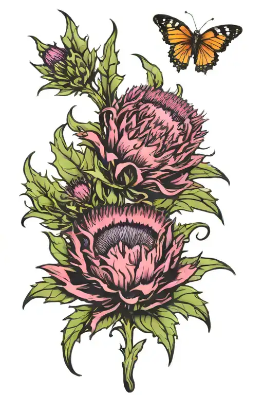 Scottish Thistle Half Sleeve
