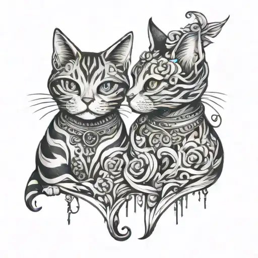 Couple Tattoo For Husband And Wife Cat