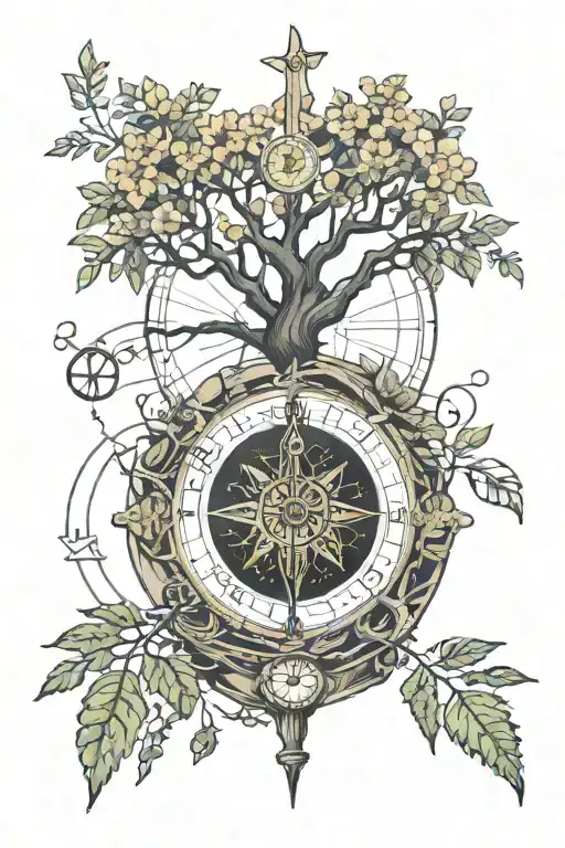 Vachellia Erioloba Tree In A Compass And The Compass Is The Music Notes Coming Out Of A Violin