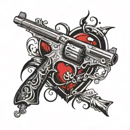 A Gun Shooting At A Red Heart