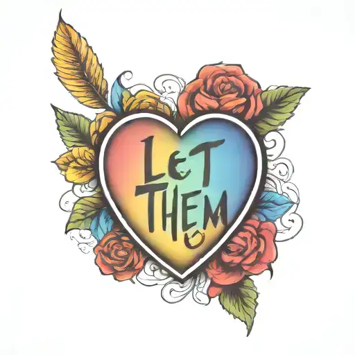 Rainbow Heart With Text Let Them