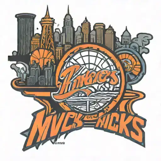 New York Knicks Logo Merged With The New York City Skyline
