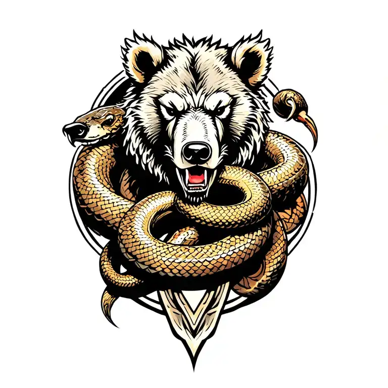 Norse Bear Crushing A Snake