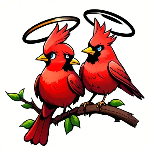 Tweety Bird Character And Cardinal With Halos Small Size