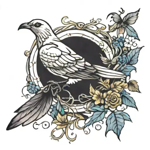 Dove Raven Cross Vine Wrapped