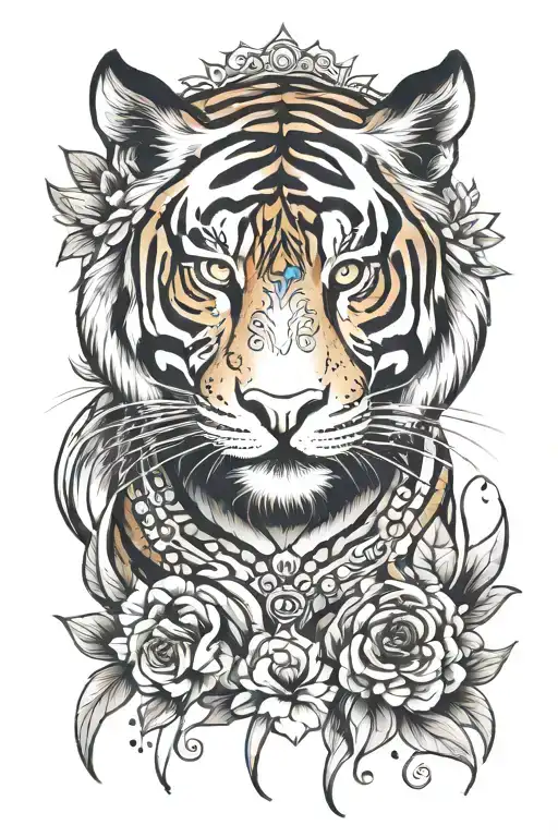 A Spiritual Tigress Tattoo That Is Simple Yet Reflects The Hindu Mythology