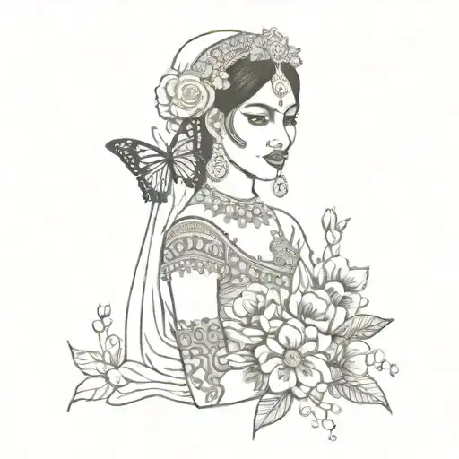An Indian Bride Flowers And Butterflies