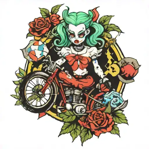 Meth Cannabis Joker Harleyquinn Alice In Wonderland Bike