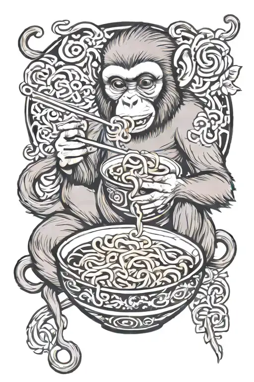 Capuchin Monkey Eating Ramen Noodles