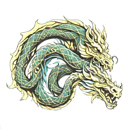 Horse And Dragon And Snake Intertwined