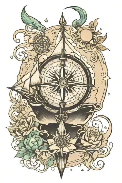 Compass Ship Luna Aurora Boreal