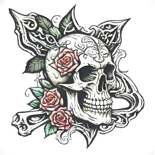 Rose Eye Tree Skull Knife Bone