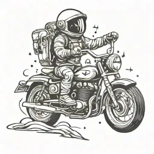 Astronaut Cowboy Riding Motorcycles