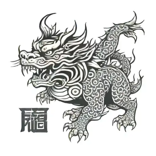 Fu Dog With Dragon Flying