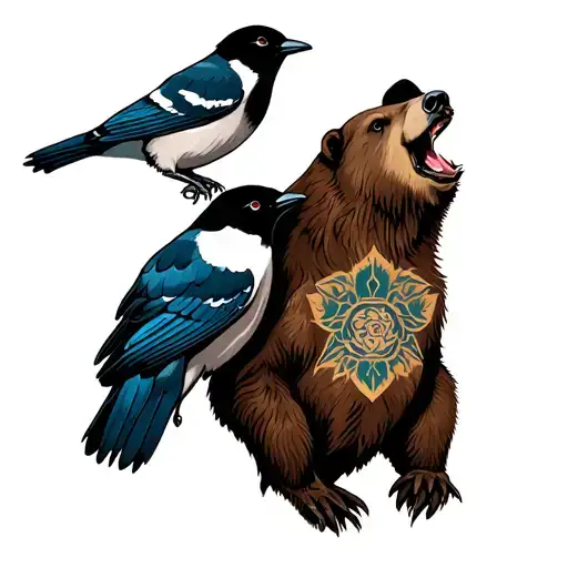 Bear And 2 Magpies Chest