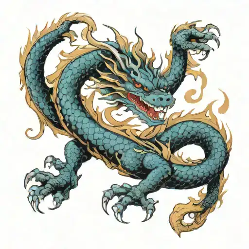 Japan Oriental Dragon Surrounded