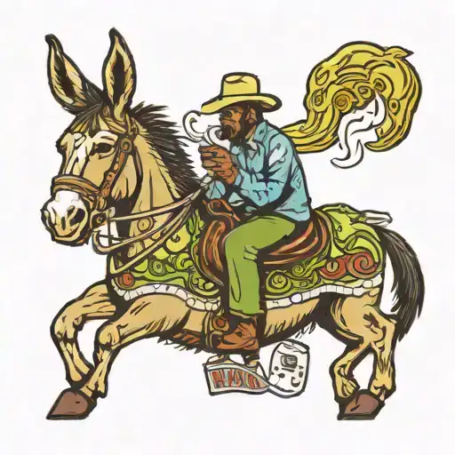 Donkey Riding A Lime With A Cowboy Hat Smoking A Cigarette