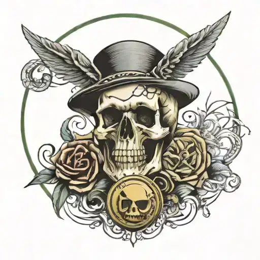 One Doller Coin And Skull