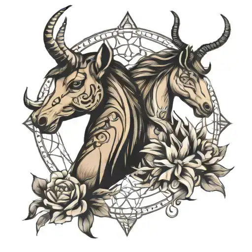 Sagittarius Capricorn Couples Tattoo Joinined Animal Prints