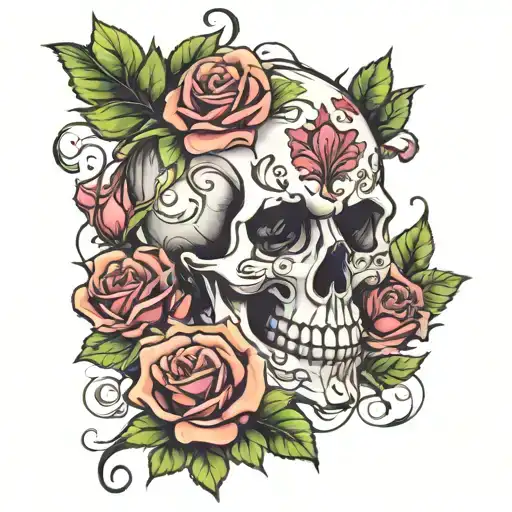 Bisexual Reference Roses And Vines Skull