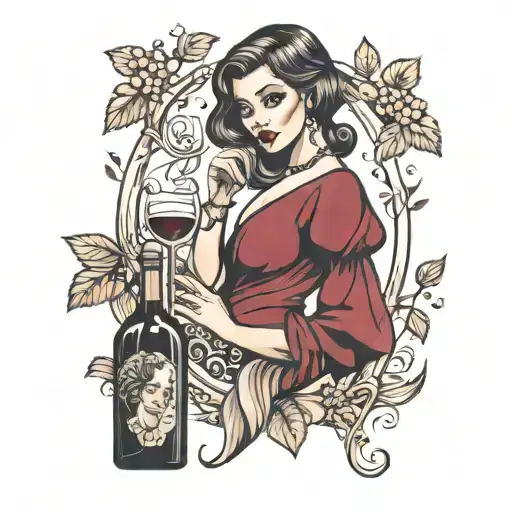 Beautiful Prettie Woman In Wine Bottle