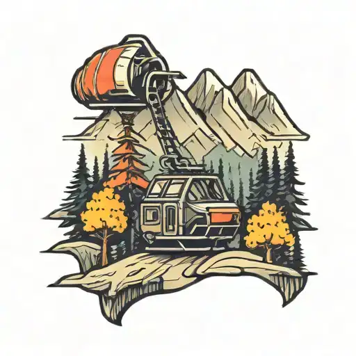 Ski Mountain With Ski Lift Going Up The Mountain