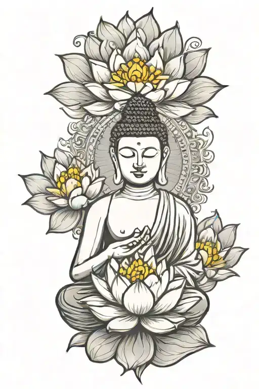 Buddha Meditating On Lotus Flower