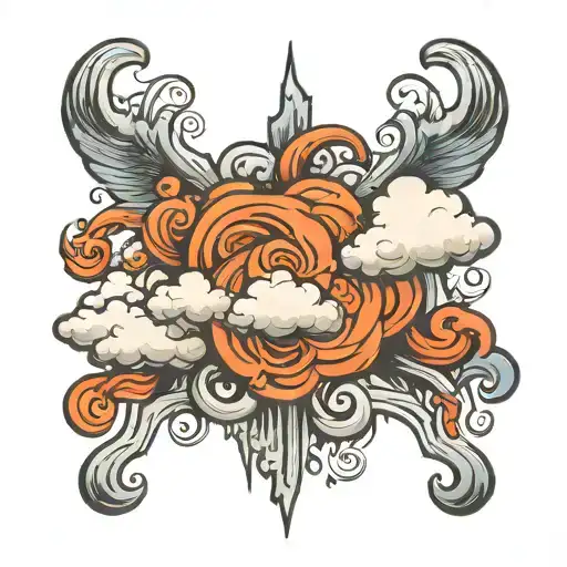 Cloud Tattoo Stencil