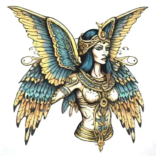 Goddess Isis With Dragonfly Wings Spread Wide