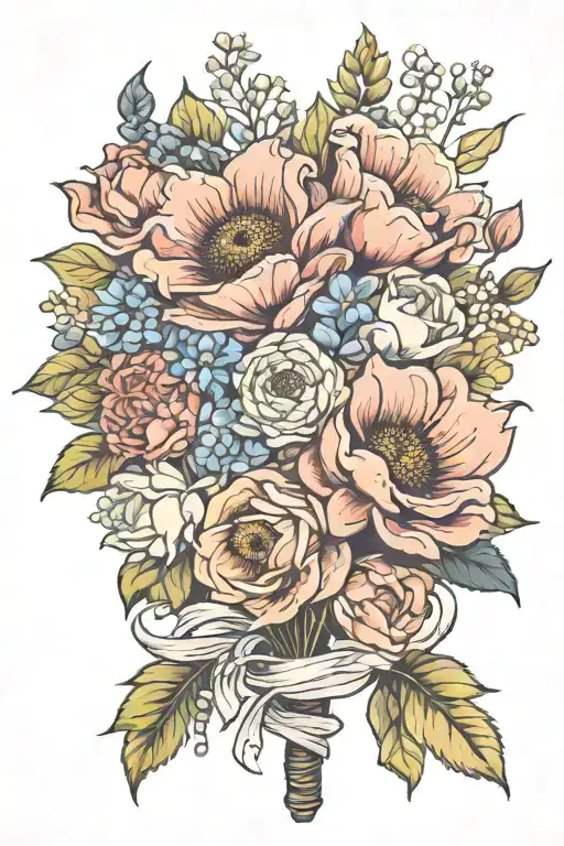 Flower Bouquet Wrapped Birth Flower Bouquet