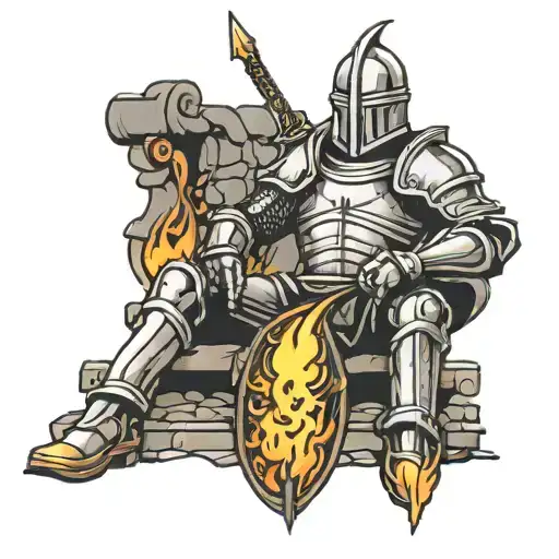 Knight Sitting By Fire