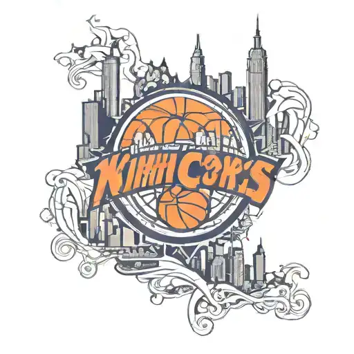 New York Knicks Logo Intertwined With The New York City Skyline