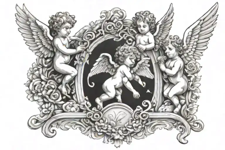 3 Cherubs In Heaven Gates