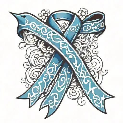 Blue Cancer Ribbon Wrapped