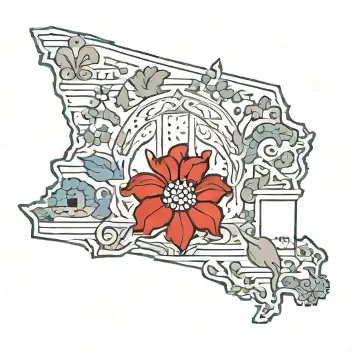 Outline Of The State Of Arkansas With A Line To The Outline Of The State Of Michigan