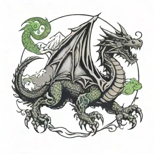 Welsh Dragon And Mountains Incorporate God