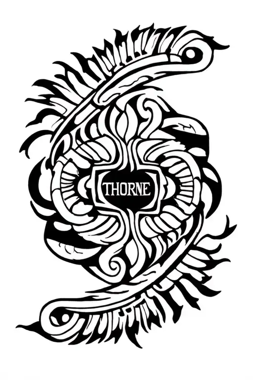 Maori Lower Arm Medium Sized Tattoo With Thorne Name In The Middle