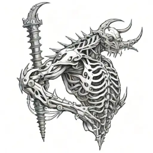 Whole Black Spine Backbone Cyber Cyborg