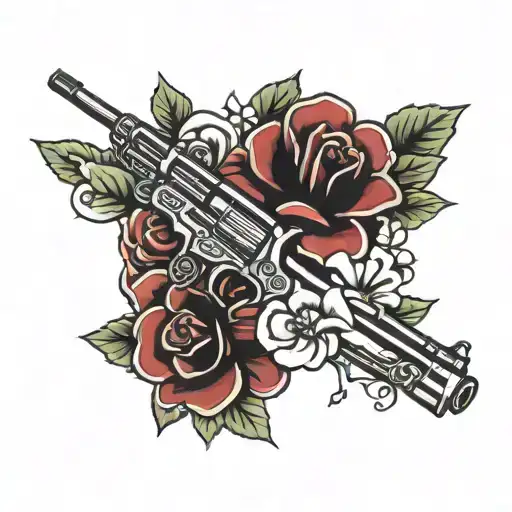 Gun And Roses Mayflowers Hibiscus