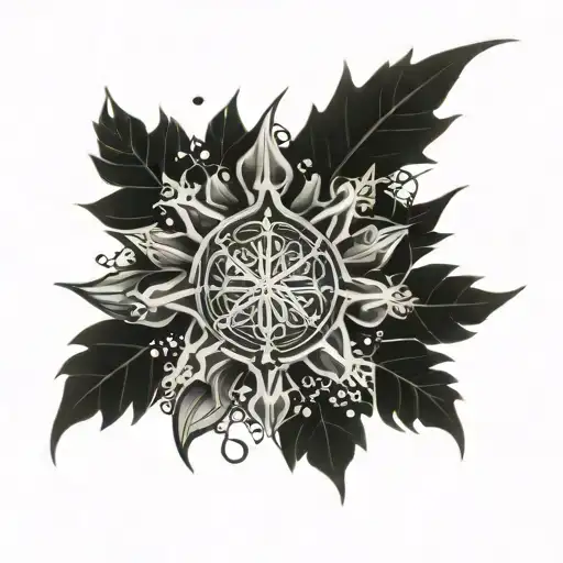 Man Realistic Tatoo With Sun And Snowflake