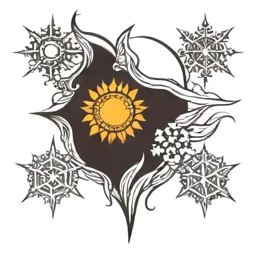 Tatoo With Sun And Snowflake Made