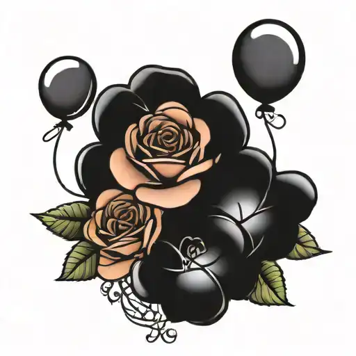 Balloons And Roses Intertwined Representing Strength