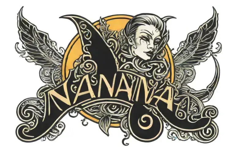 Nanna Font With Neon Moon Behind