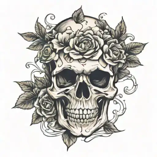 Skull With Bouquet Wrapped