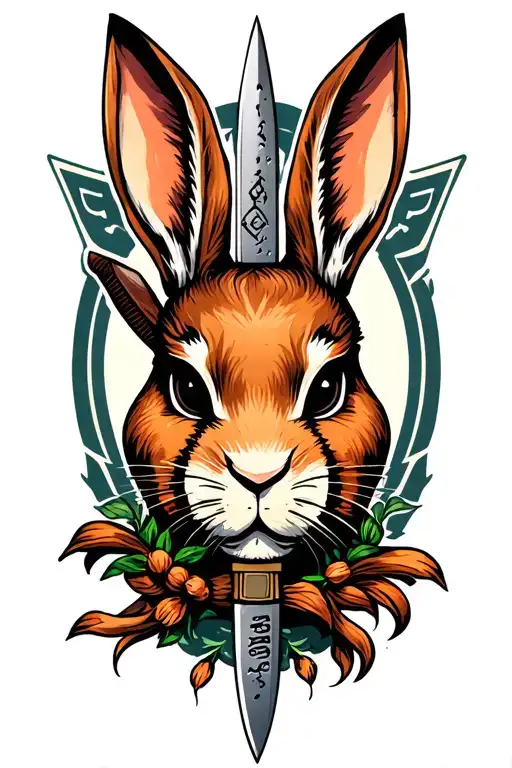 Reflection Of Rabbit Mask In The Blade Of Machete