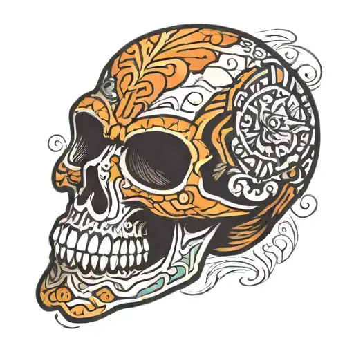A Skull With A Luchador Mask On Top