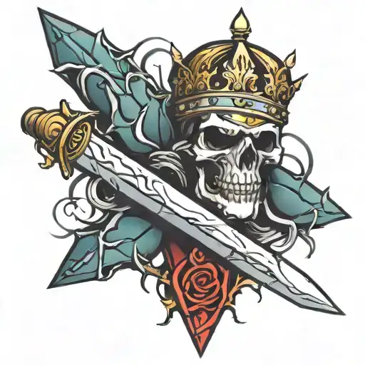 Sword Wrapped With A Crown Of Thorns
