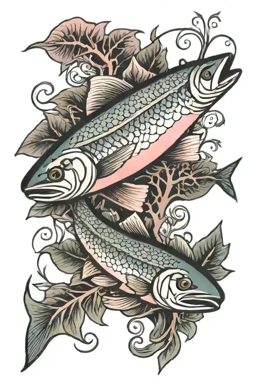 Pink Salmon With Tail That Looks Like The Roots Of A Tree